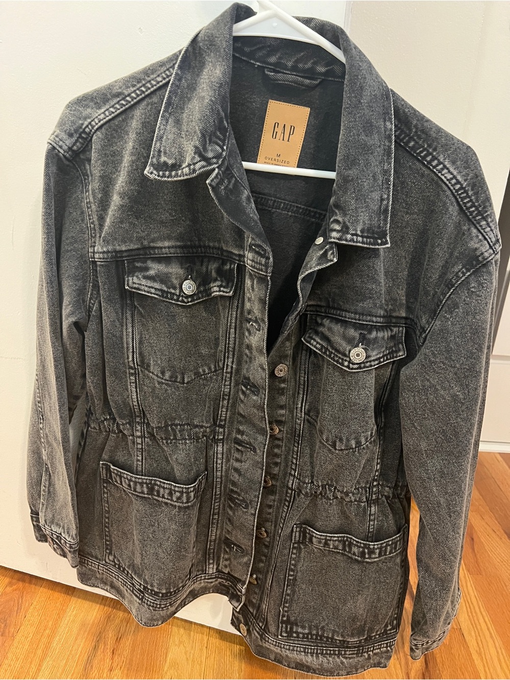 GAP Washed Black Denim Utility Jacket